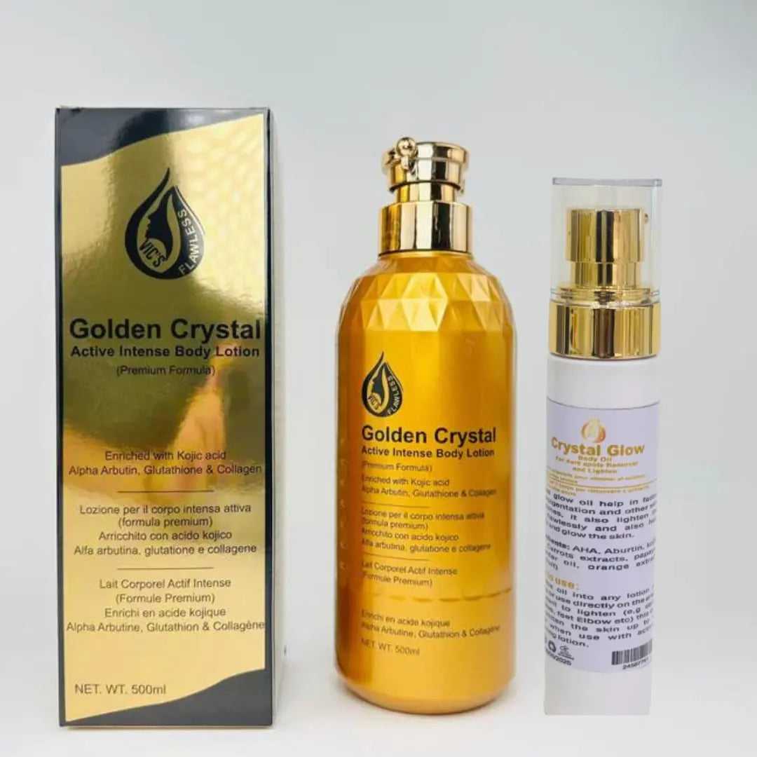Golden Crystal Body Lotion (with Crystal glow oil) Xtreme whitening Combo Vicsflawless 